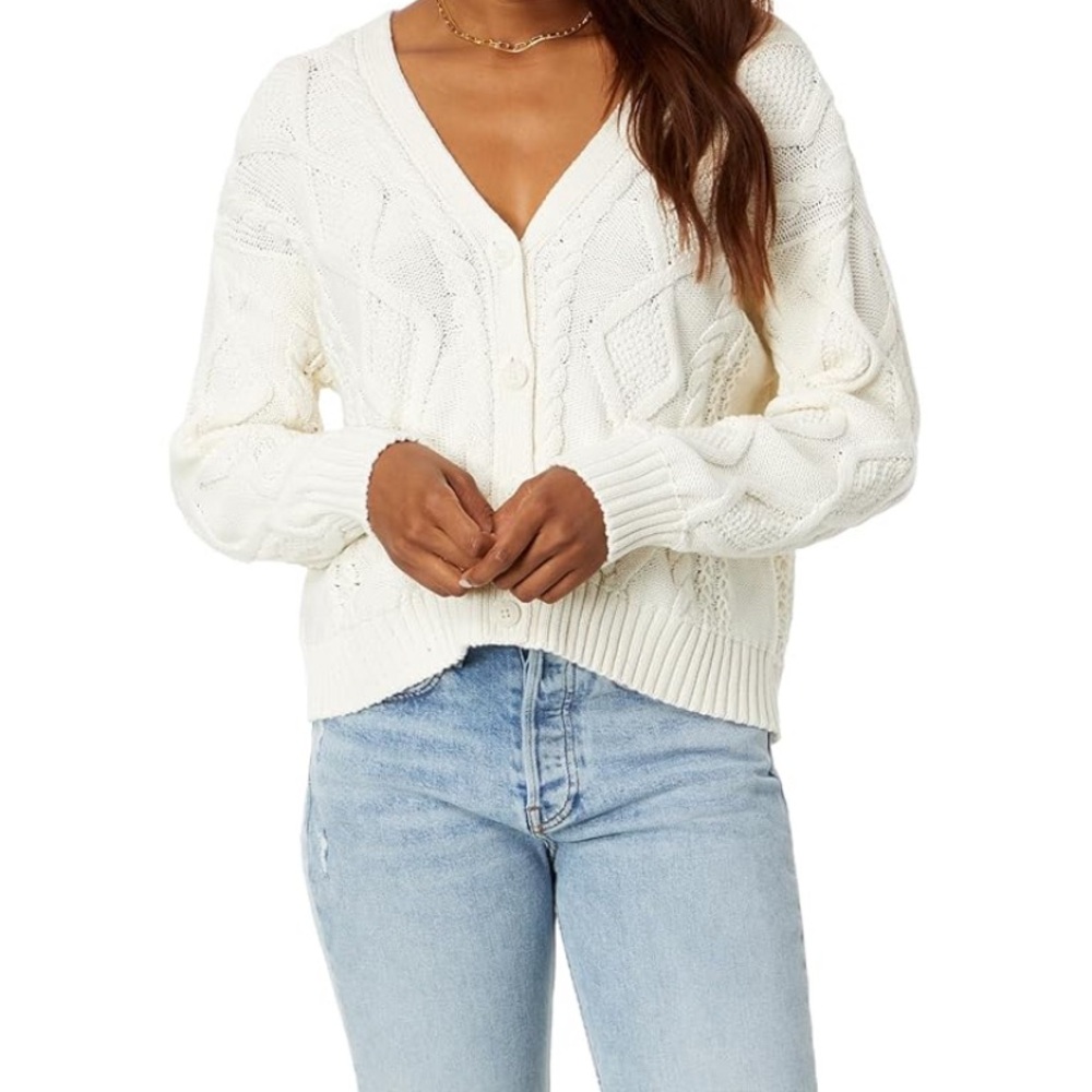 Lucky Brand Cream Cable Knit Cardigan